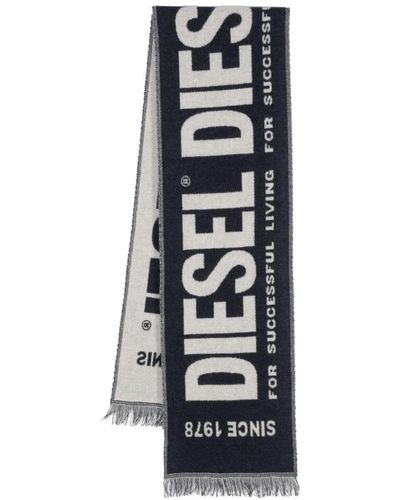 DIESEL S-Bisc Schal aus Logo-Jacquard - Weiß