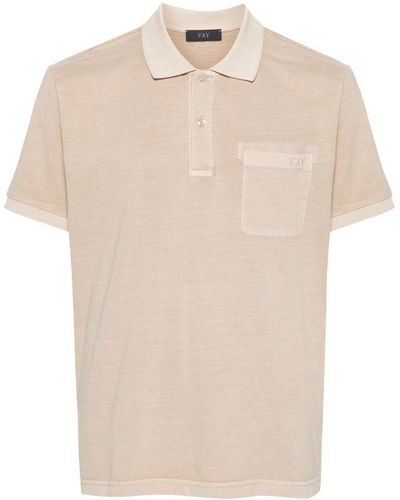 Fay Logo-embroidered Cotton Polo Shirt - Natural