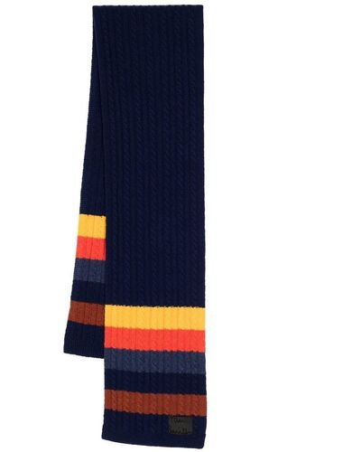 Paul Smith Striped Knitted Scarf - Blue