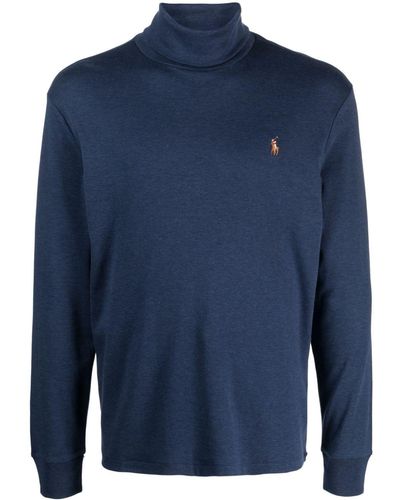 Polo Ralph Lauren Logo-embroidered Roll-neck Sweater - Blue
