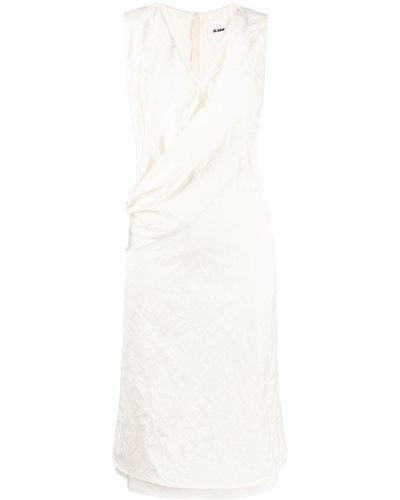 Jil Sander Draped-detail Sleeveless Midi Dress - White