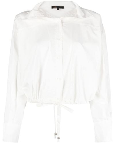 Maje Cropped Cotton Shirt - White