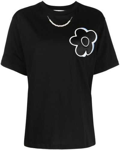 B+ AB Floral Print T-shirt - Black