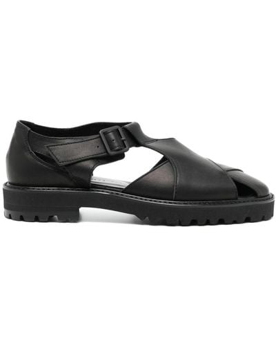 Y's Yohji Yamamoto Gurkha Leather Sandals - Zwart