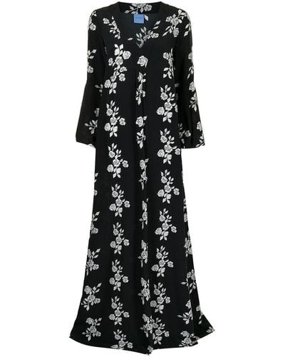 Macgraw Rose-print Silk Maxi Dress - Black