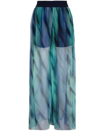 Armani Exchange Abstract-print Wide-leg Pants - Blue
