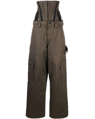 Mugler Corset Waist Cargo Pants - Brown