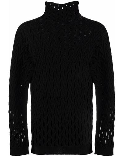 Valentino Garavani Roll-neck Mesh Sweater - Black