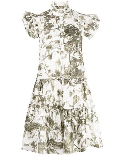 Erdem Robe en coton à fleurs - Blanc