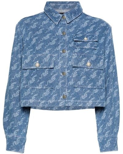 Maje Dragon-pattern Denim Shirt - Blue
