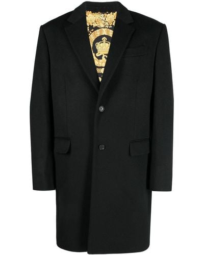 Versace Barocco Single-breasted Coat - Black