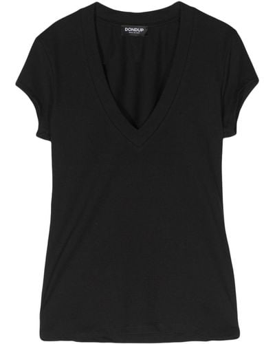 Dondup V-neck Cotton T-shirt - Black