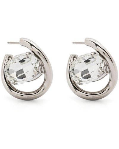 Marni Twisted Rhinestone-embellished Hoop Earrings - Metallic