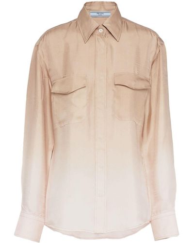 Prada Gradient-effect Silk Shirt - Natural