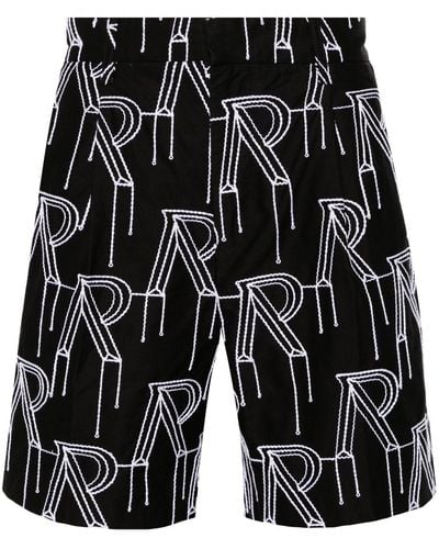 Represent Logo-embroidered Tailored Shorts - Black