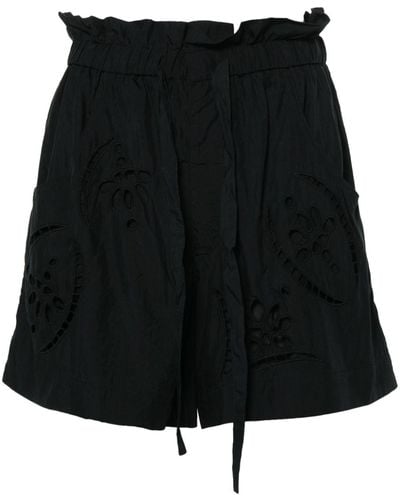Isabel Marant Hidea broderie-anglaise shorts - Noir