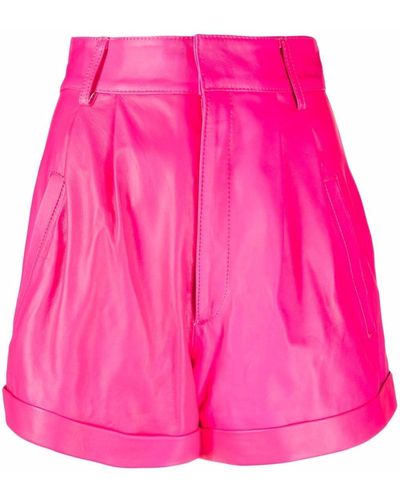 Manokhi Flared Leather Shorts - Pink
