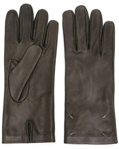 Maison Margiela Handschuhe aus Leder mit Ziernähten - Schwarz
