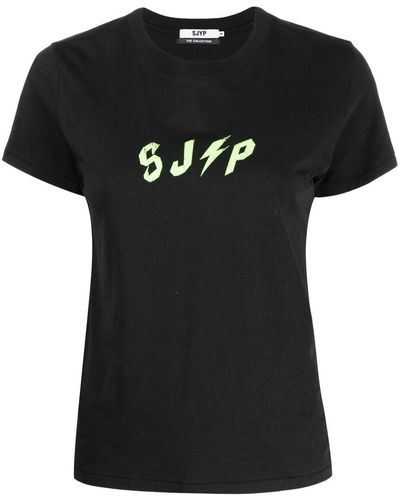 SJYP Logo-print Cotton T-shirt - Black