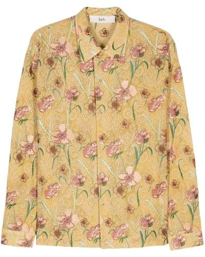 Séfr Ripley floral-embroidered shirt - Mettallic