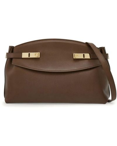 Ferragamo Gancini-plaque Leather Clutch Bag - Brown