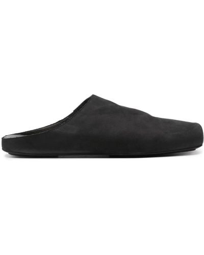 Uma Wang Square-toe Leather Slippers - Black