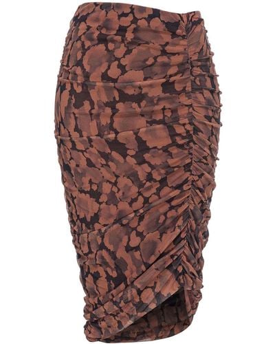 Pinko Abstract-print Ruched Skirt - Brown