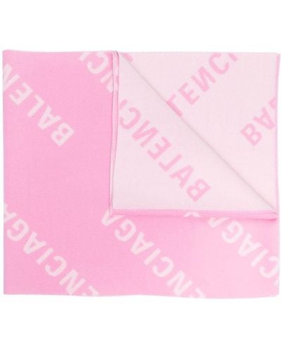 Balenciaga Schal mit Logo - Pink