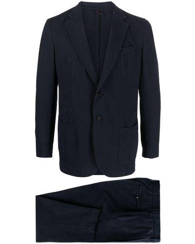 Dell'Oglio Single-breasted Cotton-linen Suit - Blue