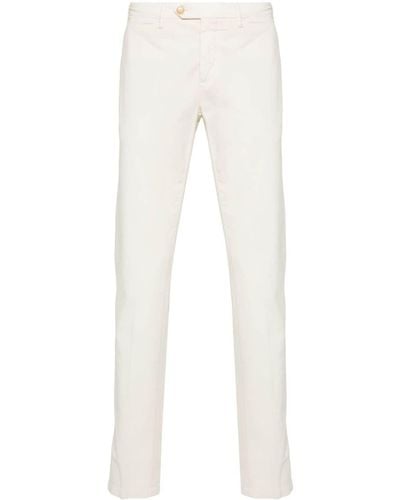 Canali Pressed-crease Slim-fit Trousers - White
