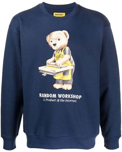 Market Sweatshirt mit "Random Workshop"-Print - Blau