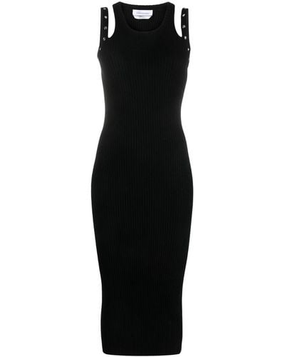Blumarine Eyelet-embellished Ribbed-knit Dress - Black