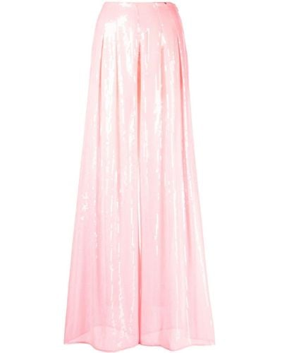 Nissa Sequin-embellished Palazzo Trousers - Pink