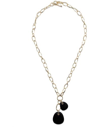 Ippolita 18kt Yellow Gold Small Scultura Link Two-pebble Pendant Necklace - Black