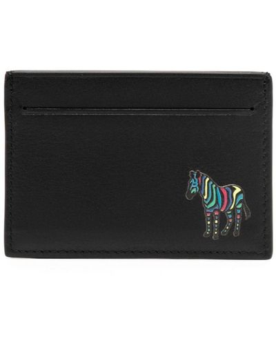 PS by Paul Smith Porte-cartes en cuir à motif zèbre - Noir