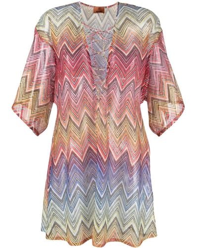 Missoni Zigzag Lace-up Cover-up - Red