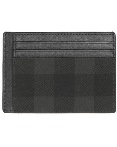Burberry Check-pattern Leather Cardholder - Gray