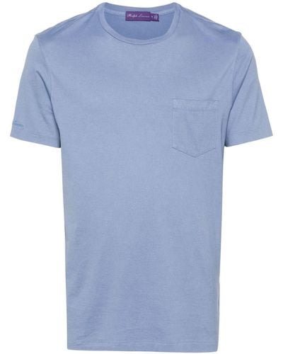 Ralph Lauren Purple Label T-shirt en coton à poche poitrine - Bleu
