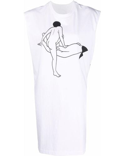 Lemaire X Tomaga robe imprimée à design sans manches - Blanc