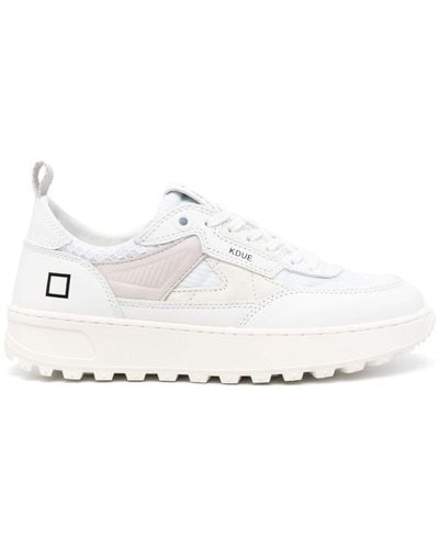 Date Contrast-panel Leather Sneakers - White
