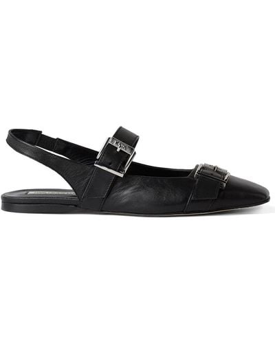 Karl Lagerfeld Konnie Double-strap Leather Court Shoes - Black