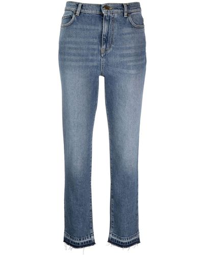 Pinko High-rise Tapered Cropped Jeans - Blue