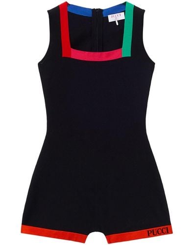 Emilio Pucci Colour-block Sleeveless Playsuit - Black