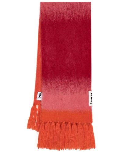 Izzue Ombré-effect Fringed Scarf - Red