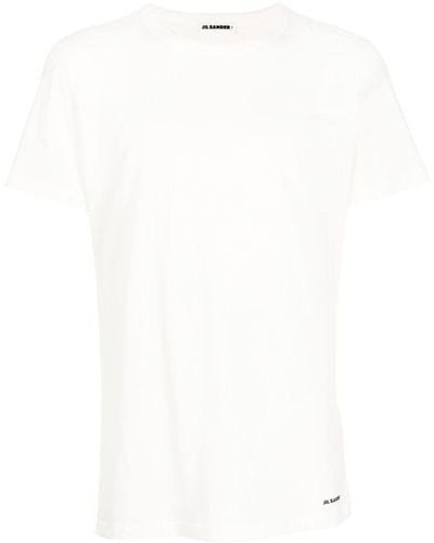 Jil Sander Schmales T-Shirt mit rundem Ausschnitt - Weiß
