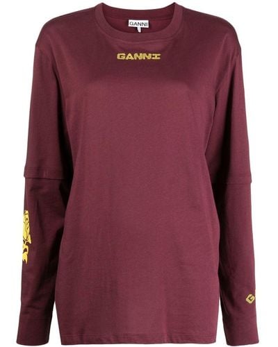 Ganni Long-sleeve T-shirt - Purple