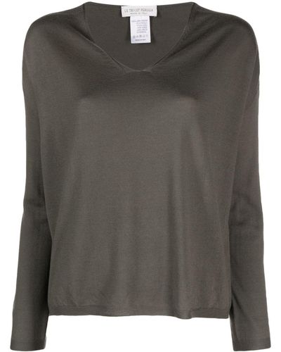 Le Tricot Perugia Virgin-wool V-neck Sweater - Black