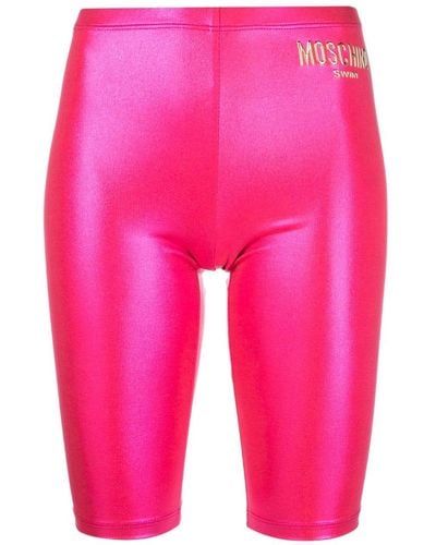 Moschino Logo-print Skinny-cut Shorts - Pink