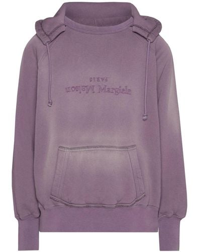 Maison Margiela Hoodie zippé en coton à logo - Violet