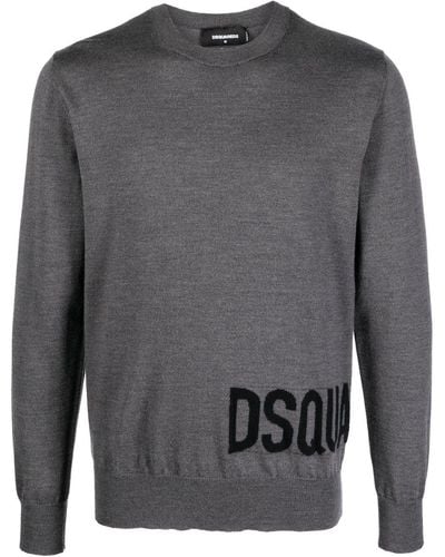 DSquared² ロゴインターシャ セーター - グレー